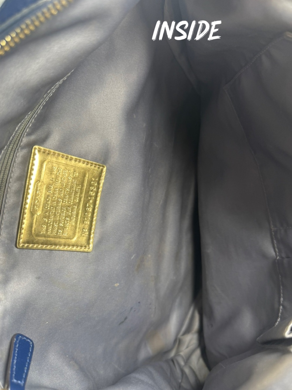 Coach Navy and Metallic Gold Signature Tote - Picture 13 of 16